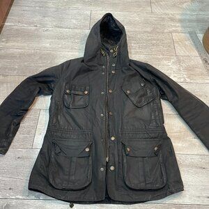 Barbour International Fog Parka wax jacket black L